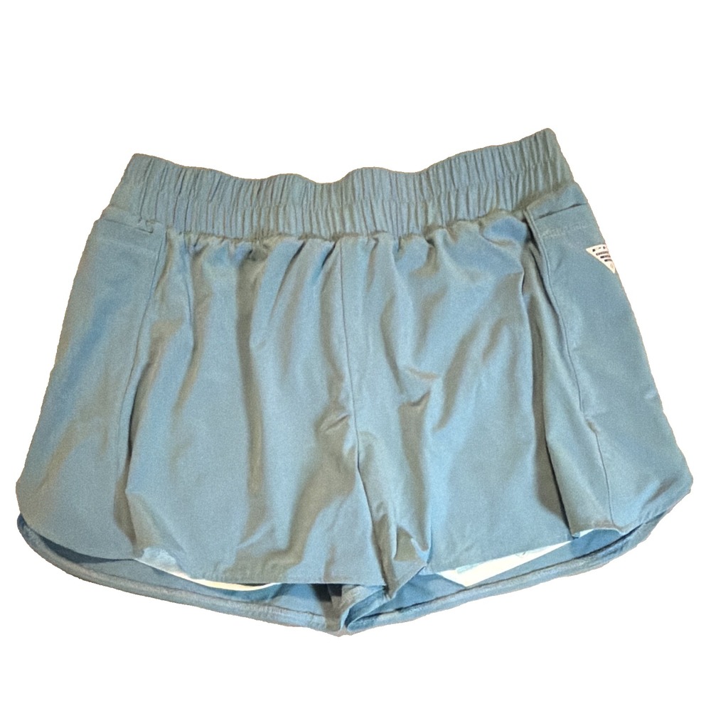 Columbia PFG Women's L Athletic Fishing Shorts Blue Solid Knit Polyester Lined